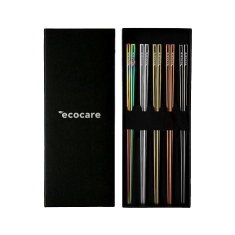 ECOCARE Kovové Sushi Paličky Box Mix (Silver, Gold, Rose, Rainbow, Black) 10 ks
