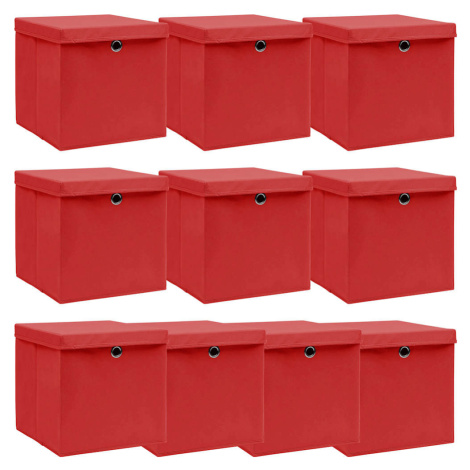 Červené úložné boxy
