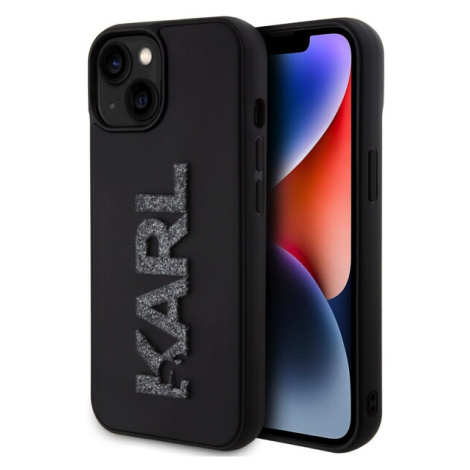 Karl Lagerfeld 3D Rubber Glitter Logo Karl Zadný Kryt pre iPhone 15 Black