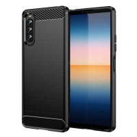 Sony Xperia 10 IV, silikónové puzdro, stredne odolné proti nárazu, vzor brúsený karbón, čierne