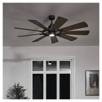 Stropný LED ventilátor Gentry biela/orech tmavá