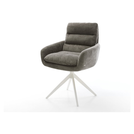 DELIFE Jedálenská stolička Abelia-Flex s opierkami bouclé mäkký tmavobéžová krížová podstava šir