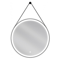 MEXEN - Reni zrkadlo s osvetlením, 70 cm, LED 6000K, čierny rám 9812-070-070-611-70