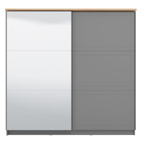 Skriňa s posuvnými dverami a zrkadlom lotta - biela/dub artisan
