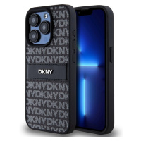 DKNY PU Leather Repeat Pattern Tonal Stripe Zadný Kryt pre iPhone 14 Pro Max Black