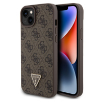 Guess PU 4G Strass Triangle Metal Logo Zadný Kryt pre iPhone 15 Plus Brown