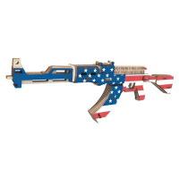 Woodcraft Drevené 3D puzzle Samopal AK47 vo farbách Americkej vlajky