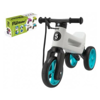 Odrážadlo FUNNY WHEELS Rider SuperSport biele/tyrkys 2v1+popruh,výš.sedla28/30cm nos.25kg 18m+v 