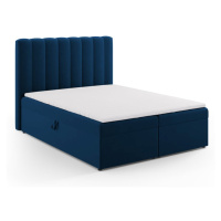 Tmavomodrá boxspring posteľ s úložným priestorom 160x200 cm Gina – Milo Casa
