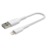 Belkin BOOST Charge Braided Lightning/USB-A odolný kábel, 15cm, biely