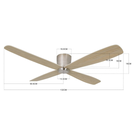 Stropný ventilátor Beacon Fraser chróm/drevo DC tichý Ø 132 cm BEACON LIGHTING