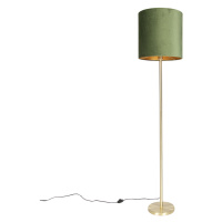Botanická stojaca lampa mosadz so zeleným tienidlom 40 cm - Simplo