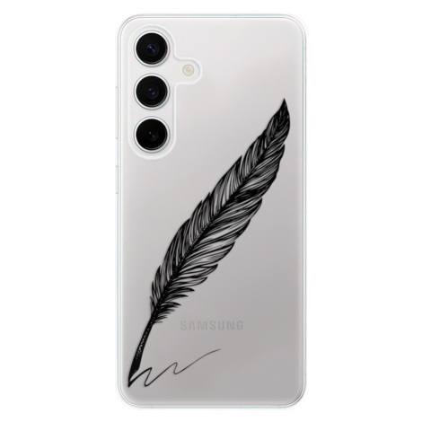 Odolné silikónové puzdro iSaprio - Writing By Feather - black - Samsung Galaxy S24