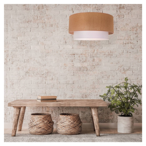 Závesná lampa Boho 2x tienidlo juta hnedá/biela