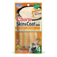 Maškrta pre mačky Inaba Churu Skin & Coat cat Kura 4tuby 56g