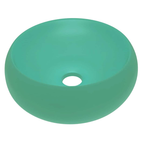 vidaXL Luxusné umývadlo, okrúhle, matné svetlozelené 40x15 cm, keramika