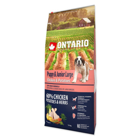 ONTARIO PUPPY AND JUNIOR LARGE CHICKEN AND POTATOES AND HERBS (12KG)