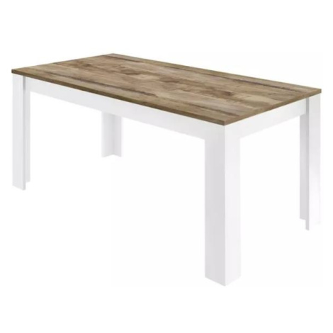 Sconto Jedálenský stôl BASIC 7 biela lesklá/dub Houseland
