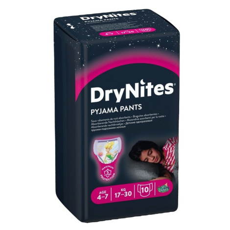 HUGGIES DRY NITES nohavičky abs. 4 - 7 rokov / M / girls / 17 - 30 kg / 10 ks