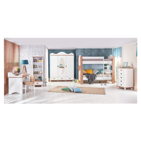 Detská izba s poschodovou posteľou lovely - biela/orech