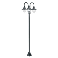 vidaXL Záhradná stĺpová lampa E27 220 cm hliníková 3-lampáše tmavozelená