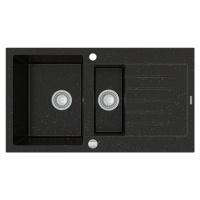 MEXEN MEXEN - Matias žula drez 1,5-misa drez s vypúšťaním krátky Board 900x505 mm, čierna / kovo