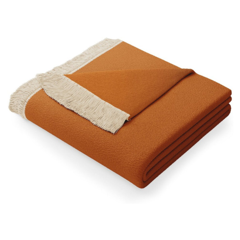 Oranžová deka s prímesou bavlny AmeliaHome Franse, 150 x 200 cm