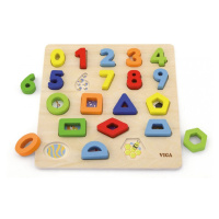 Drevené vkladacie puzzle Viga Čísla a tvary