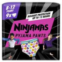 PAMPERS Nohavičky plienkové Ninjamas Pyjama Pants Srdiečka, 9 ks, 8 rokov, 27kg-43kg