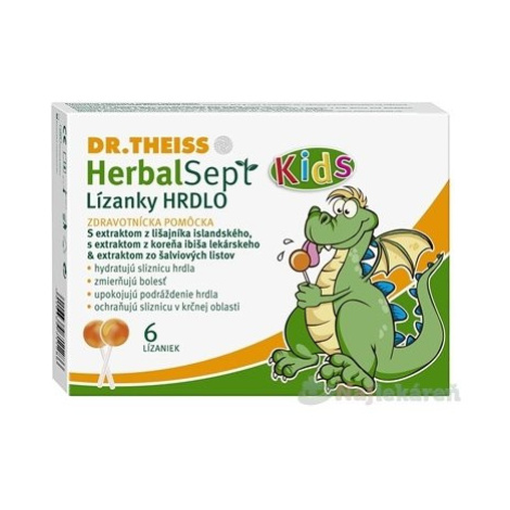 Dr.Theiss HerbalSept Kids lízanky hrdlo 6 ks