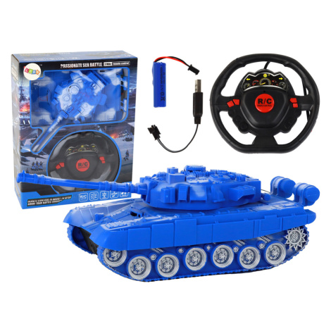 mamido  Tank RC s diaľkovým ovládaním, svetlá, zvuk, modrý 1:18 27MHz