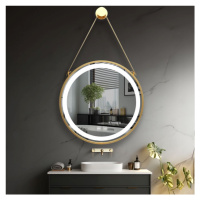 IREDA Kúpeľňové LED zrkadlo s osvetlením, zlatý rám, 80 cm