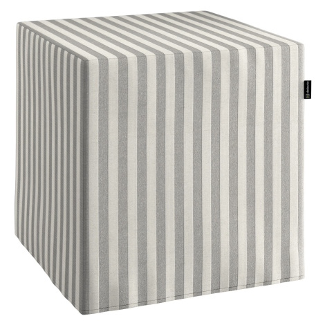 Dekoria Taburetka tvrdá, kocka, sivo-biele prúžky, 40 x 40 x 40 cm, Quadro, 136-12