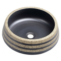 SAPHO - PRIORI keramické umývadlo na dosku Ø 41cm, čierná/kámen PI021