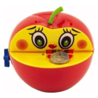 Pokladnička červené jablko s červíkom na kľúčik plast 11x10cm