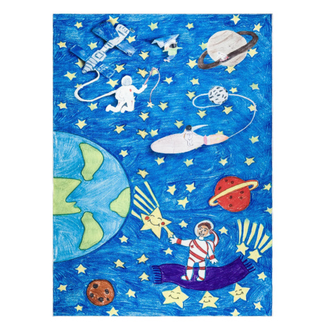 Detský kusový koberec Bambino 2265 Rocket Space blue Rozmery kobercov: 120x170