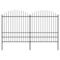 vidaXL Záhradný plot s hrotmi, oceľ (1,75-2)x3,4 m, čierny