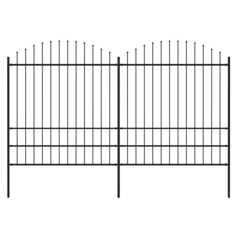 vidaXL Záhradný plot s hrotmi, oceľ (1,75-2)x3,4 m, čierny