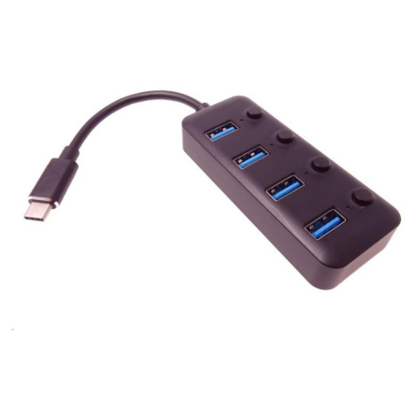 PREMIUMCORD 5G SuperSpeed USB Hub typ C na 4x USB 3.1 A Gen1, prepínače portov