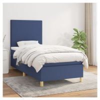 vidaXL Posteľný rám boxspring s matracom modrý 90x200 cm látka