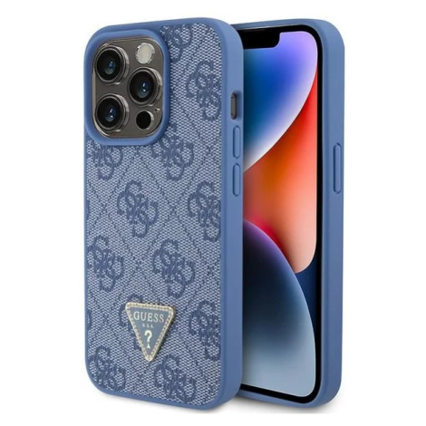 Kryt Guess GUHCP15LP4TDPB iPhone 15 Pro 6.1" blue hardcase Leather 4G Triangle Strass (GUHCP15LP
