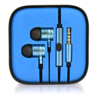 Káblové stereo slúchadlá, 3,5 mm, 3,5 mm, s tlačidlom nahrávania, v škatuli, modré