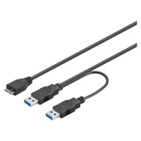 PremiumCord USB 3.0 napájací kábel s dvojitým napájaním čierny