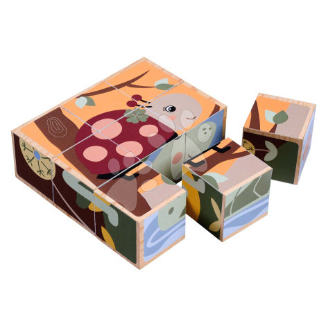 Drevené puzzle kocky zvieratká Picture Cube Eichhorn 9 dielov so 6 motívmi