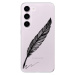 Odolné silikónové puzdro iSaprio - Writing By Feather - black - Samsung Galaxy S23 5G