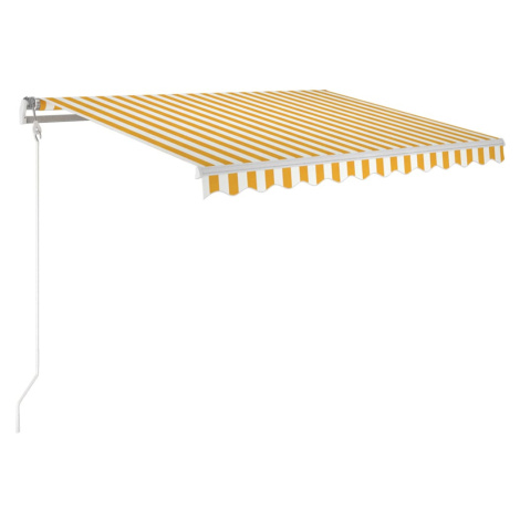 vidaXL Ručná zaťahovacia markíza 350x250 cm žltá a biela