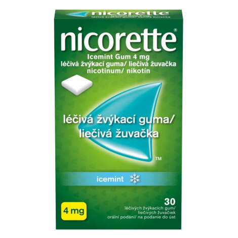 NICORETTE Icemint Gum 4 mg liečivé žuvačky 30 ks