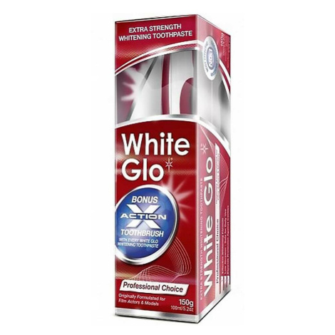 WHITE GLO Profesionálna bieliaca zubná pasta 150 g plus kefka na zuby a medzizubné kefky