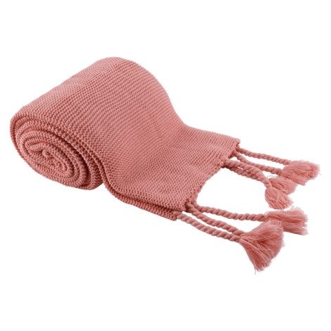 TEMPO-KONDELA KALANE, luxusná pletená deka so strapcami, ružová, 150x200 cm Tempo Kondela