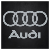 Drevené logo a nápis na stenu - Audi, Strieborná